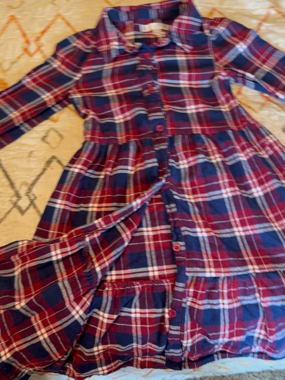 Biscotti Red and Navy Plaid Button-Front Dress